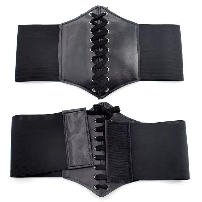 Nouveau Corset Punk noir large ceinture en cuir Pu minceur ceintures de corps pour les femmes élastique taille haute ceinture femme robe Cummerbunds cadeaux