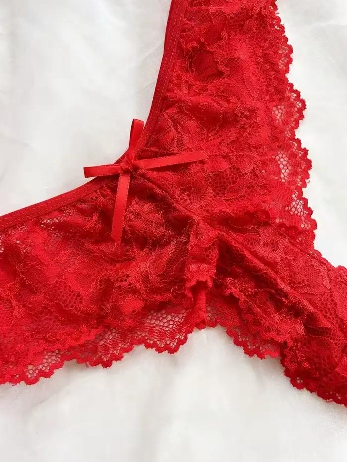 Nouvel ensemble de lingerie rouge sexy 2026 pour femme, robe nuisette décolletée en V profond, string, ensembles soutien-gorge et culotte érotiques, nuisette en dentelle, chemise de nuit douce, pyjama