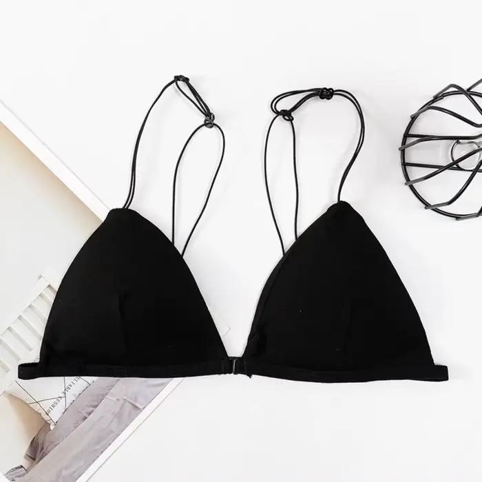 Soutiens-gorge triangulaires tendance pour femmes, à fines bretelles, push-up, style français, lingerie dos nu, soutien-gorge sans armatures pour jeunes filles