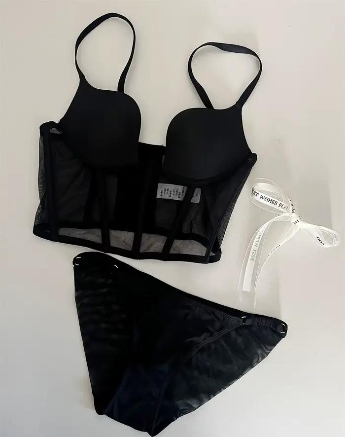 Soutien-gorge noir Sexy en arête de poisson, sous-vêtements avec anneau en acier, soutien-gorge, lingerie, ensemble rassemblement, bralette de grande taille pour femmes