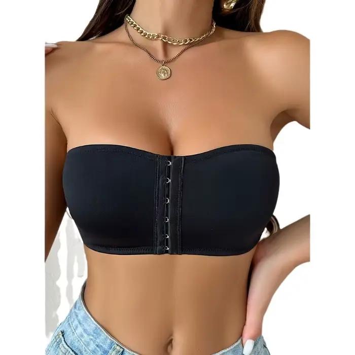 Soutien-gorge Push Up sans bretelles pour femmes, dos nu, bouton avant Invisible, bande ventrale, sous-vêtements