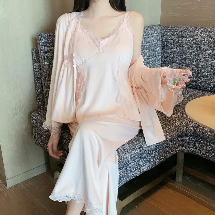Dámské 3dílné pyžamo elegantní volnočasové oblečení ve stylu francouzského dvora noční prádlo pro ženy sametové domácí