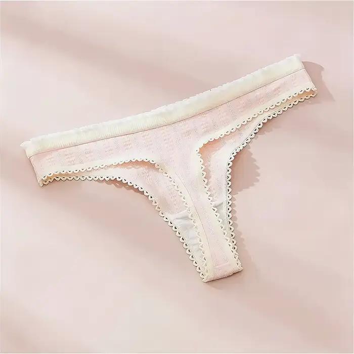 Lingeries Sexy pour femmes, culotte imprimée mignonne, tongs en coton, printemps été, doux, nœud chaud, string pour femmes