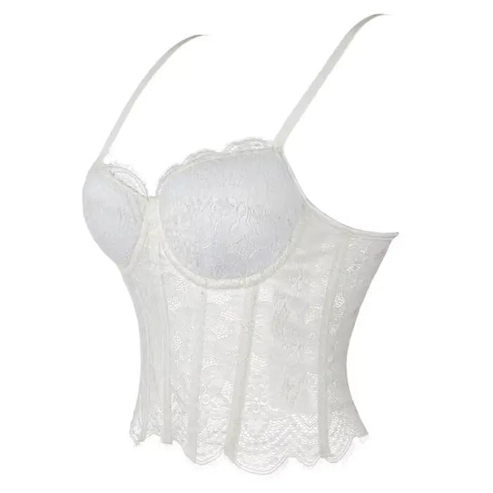 Débardeur Chic et Doux en Dentelle, Crop Top Basique Ajusté, Corset Bustier Sexy, Tops Vintage pour Femme, Tendance Été
