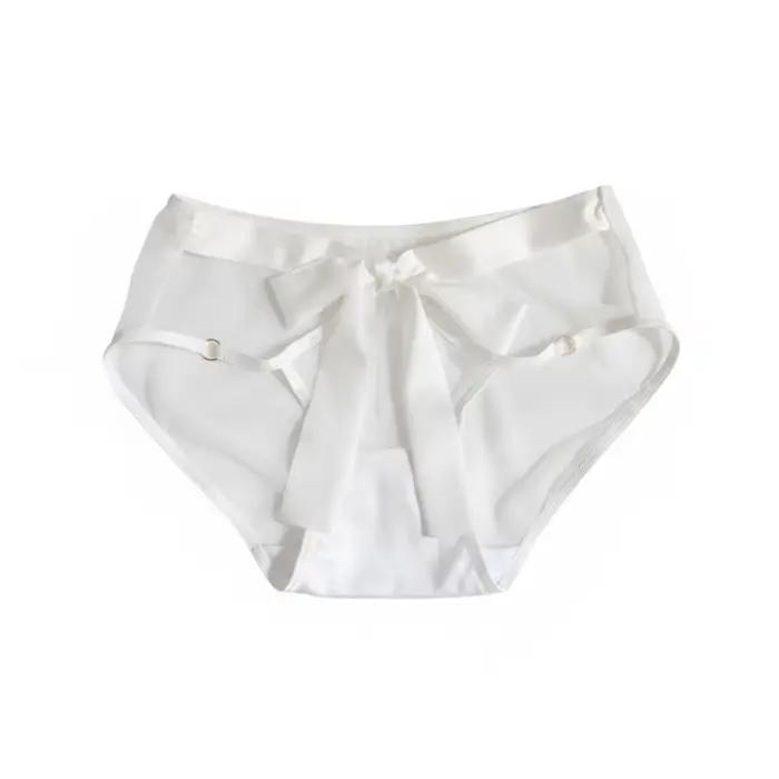 Culottes pour femmes de style français avec un grand nœud, fines, taille basse, lingerie transparente en maille, culottes pour femmes