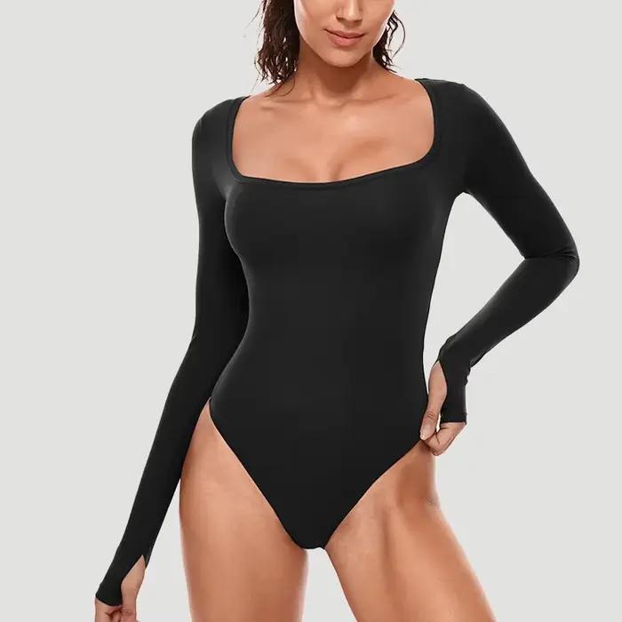 Femme une pièce Body à manches longues sans couture corps Shaper gaine ventre plat Shapewear femme col rond sans couture Shapewear femme