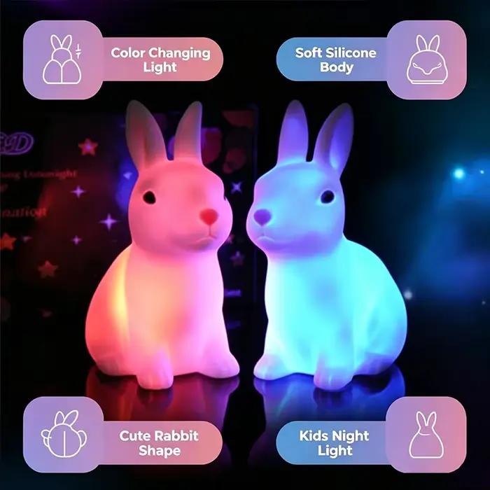 Veilleuses lapin colorées pour enfants, cadeaux pour bébés, lampe lapin Animal mignon de dessin animé, décoration de noël, cadeau d'anniversaire pour enfants