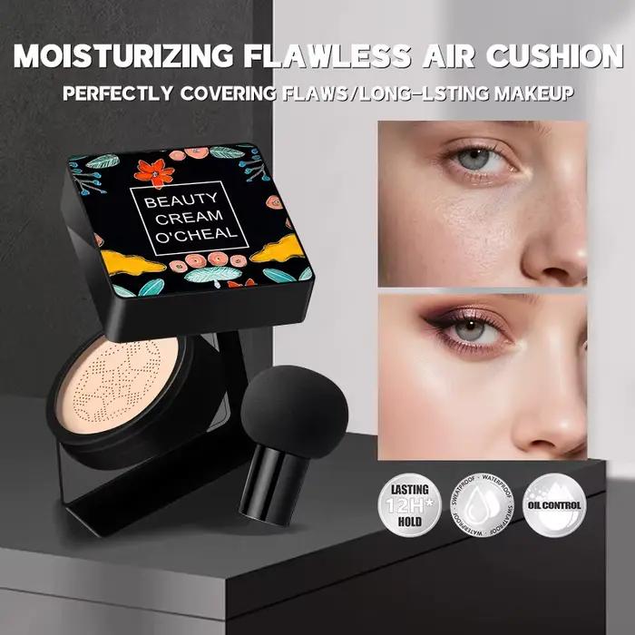 Crème CC O'CHEAL Mushroom Cushion, couvrance légère, longue tenue, hydratante, waterproof, contrôle du sébum, correcteur, crème BB, maquillage