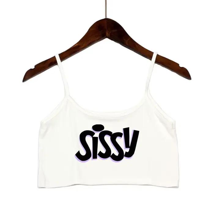 SISSY nápis dámské letní sexy bezešvé trubičkové bustier bez ramínek s odhalenými zády