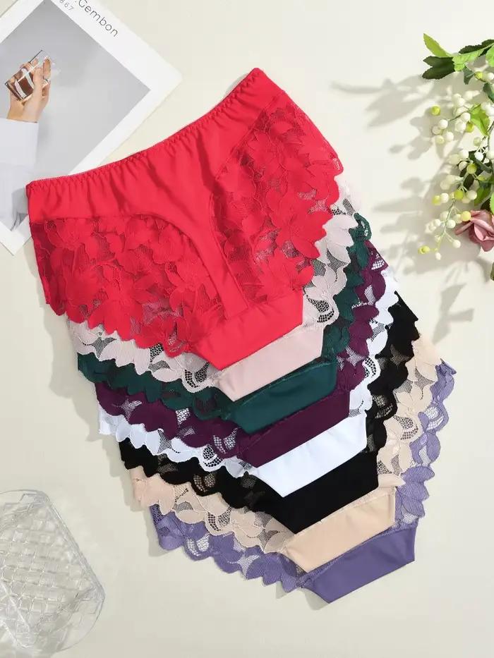 S-XXL femmes dentelle culottes Patchwork sous-vêtements sans couture Sexy luxe évider solide slips filles taille moyenne respirant Lingerie