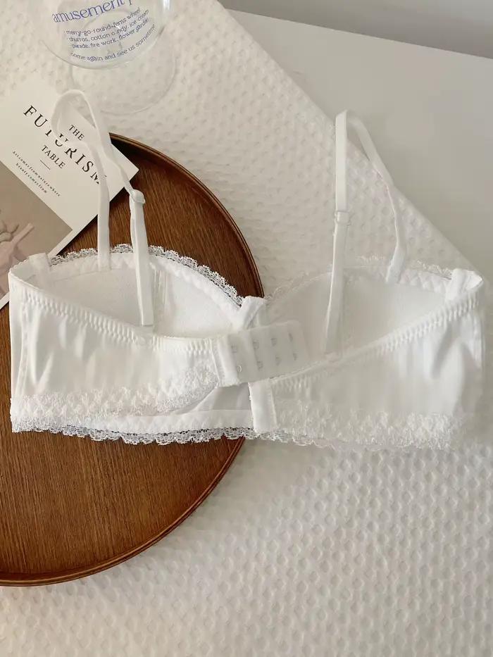 Soutien-gorge en dentelle satinée pour filles, coquille de palais, sexy, anneau non en acier, lingerie fine d'été, petits seins, sous-vêtements féminins