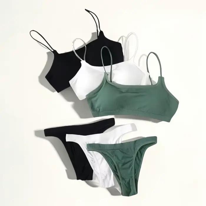 Ensemble de soutien-gorge sans couture pour femme, dos en U, string, lingerie sexy, culotte brésilienne, sous-vêtements de sport et de fitness, coussinets en Y pour femme