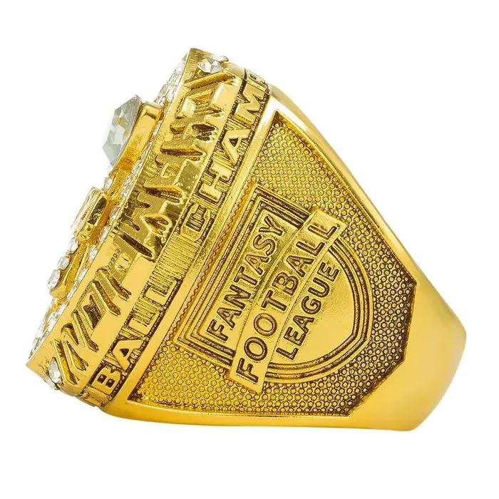 Bague trophée de championnat de Football fantastique massif 2025, bague gagnant de la ligue de Football fantastique, taille 8-14