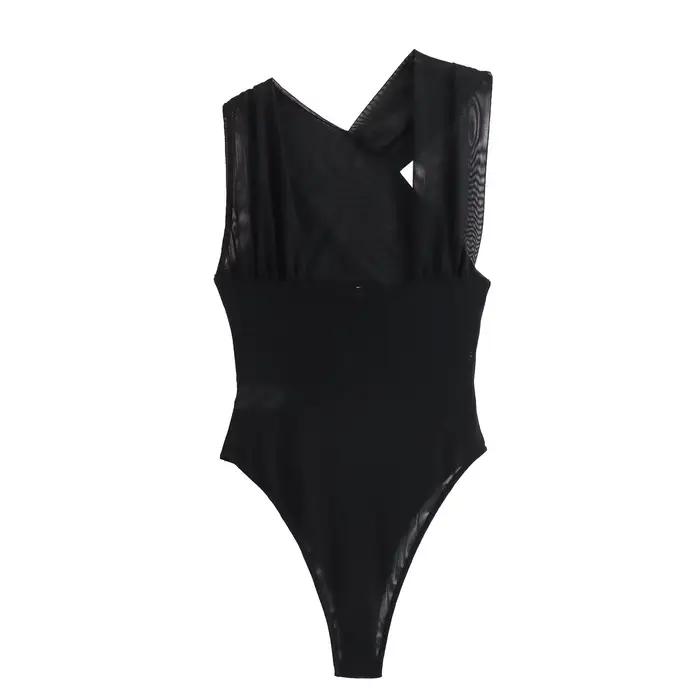 MUJER imprimé léopard Body femmes Tulle noir Sexy Body costumes femme froncé maille Body femmes Sexy tenues combinaisons pour les femmes