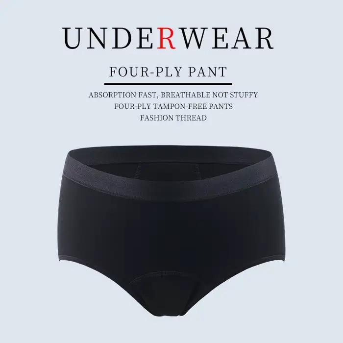 Culottes absorbantes pour femmes - Culottes menstruelles anti-fuites et réutilisables pour flux abondant - Pack de 3, Noir, Taille M
