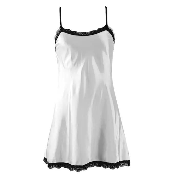 Blanc Sexy dentelle col en V Lingerie robes de nuit femmes Satin vêtements de nuit en soie sangle sans manches robe de nuit chemise de nuit pyjamas