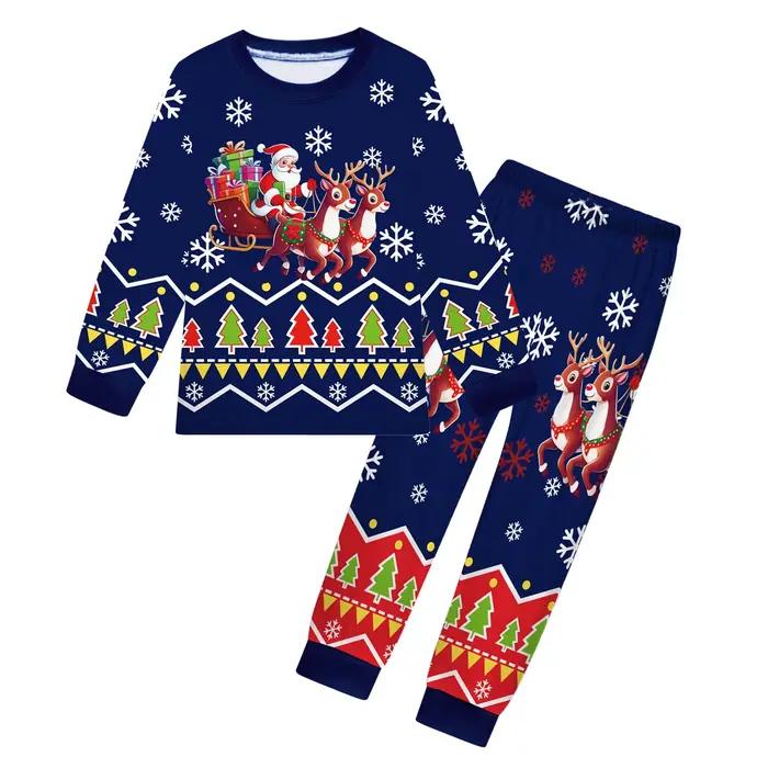 Vánoční pyžamo s potiskem Santa Claus a sobů