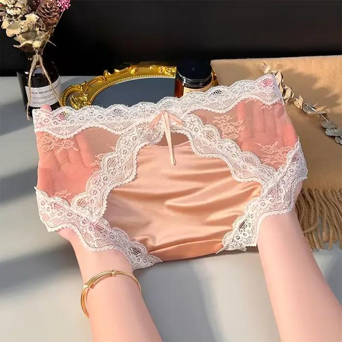 Culottes sous-vêtements pour femmes culottes en dentelle Sexy tongs pantalons brésiliens Sexy soie respirant sous-vêtements pour fille grande taille Lingerie