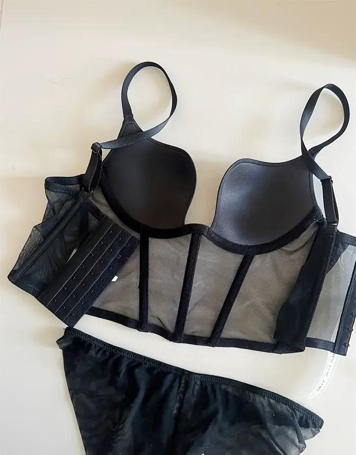 Soutien-gorge noir Sexy en arête de poisson, sous-vêtements avec anneau en acier, soutien-gorge, lingerie, ensemble rassemblement, bralette de grande taille pour femmes