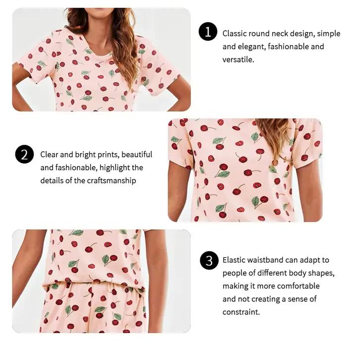 Ensemble de pyjama décontracté à manches courtes pour femmes, imprimé fleuri, vêtements de nuit pour la maison, nouveau, printemps, automne