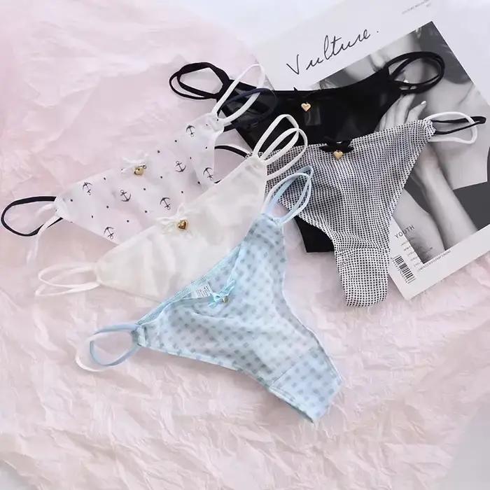 Culotte Sexy transparente taille basse, sous-vêtements sans couture pour femmes et filles mignonnes, Lingerie en maille, tongs érotiques, nouvelle collection 2024
