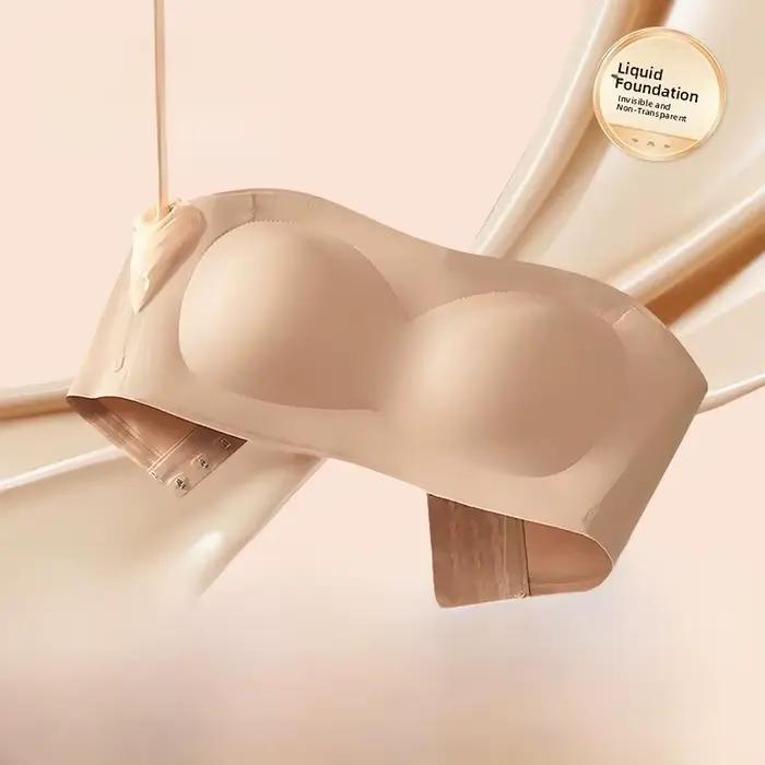 Soutien-gorge bandeau sans couture sans bretelles pour femme, été, antidérapant, invisible, confortable, en tissu nylon, pour petite poitrine, froncé, asymétrique...