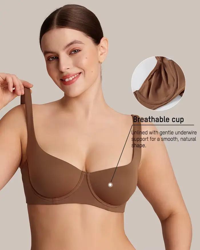 Soutien-gorge balconnet sans couture, sans doublure, à armatures, grande taille, maintien complet, couleur unie, confortable, pour le sport et le yoga, sans traces