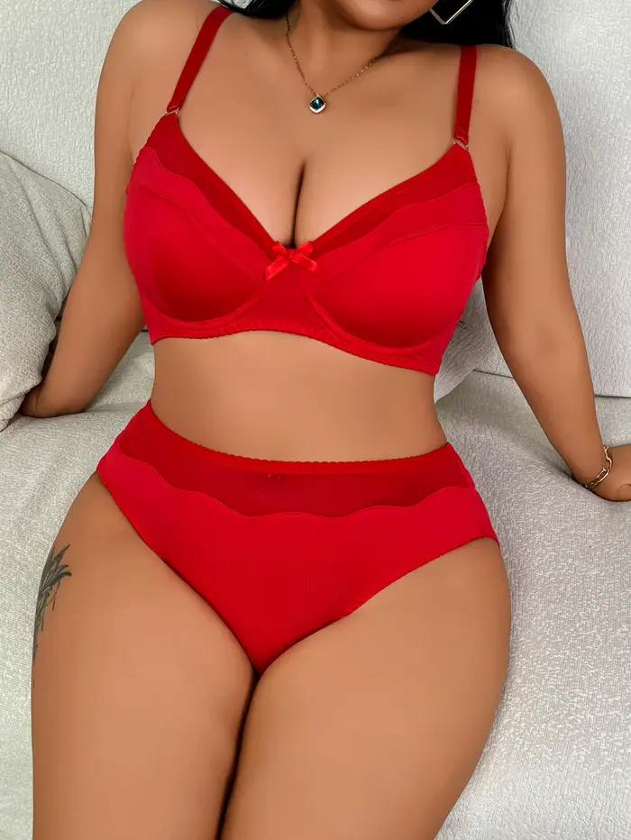Ensemble de lingerie minimiseur grande taille, soutien-gorge de soutien rouge sexy lisse sans couture sans fil