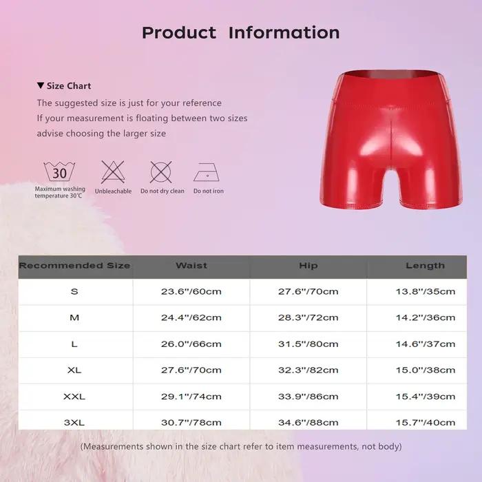 Shorts en similicuir PU taille haute effet mouillé pour femme, style pole dance, moulants et extensibles, pour soirées en boîte de nuit et raves