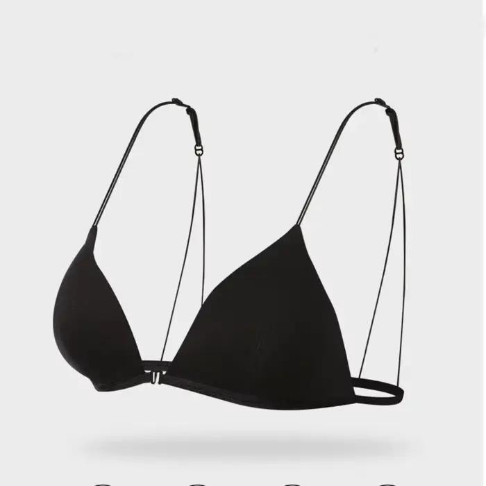 Soutiens-gorge triangulaires tendance pour femmes, à fines bretelles, push-up, style français, lingerie dos nu, soutien-gorge sans armatures pour jeunes filles