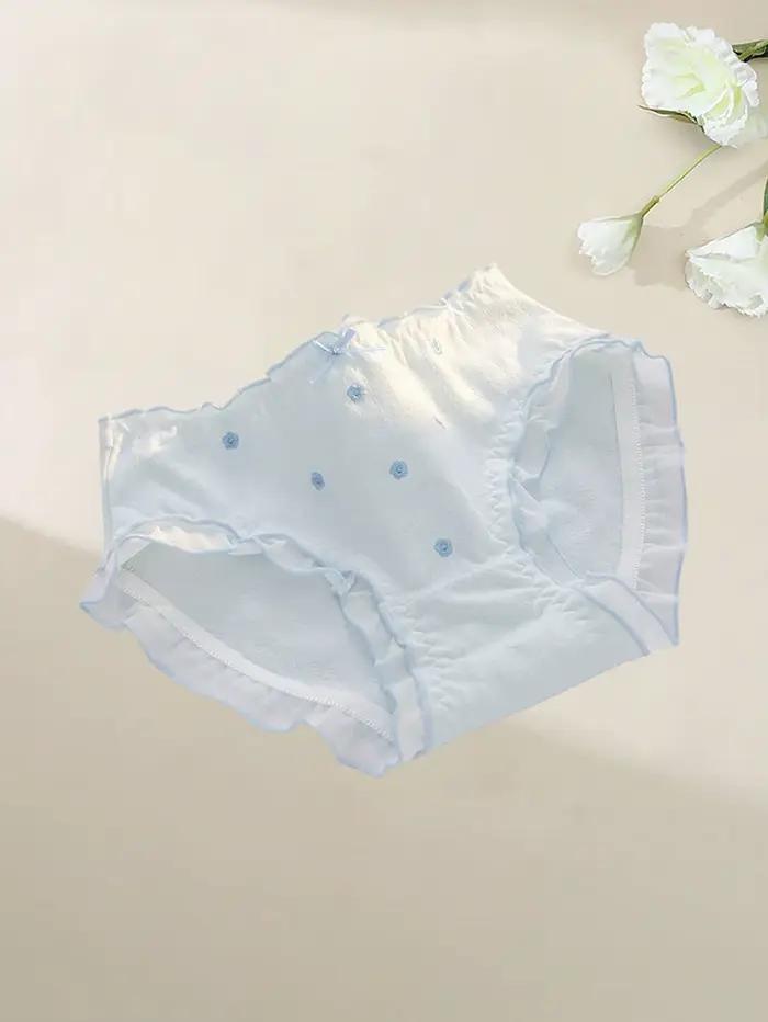 5 pièces femmes culottes romance pastorale slips français culotte femme caleçon douce caruture pur tissu tricoté avec arc