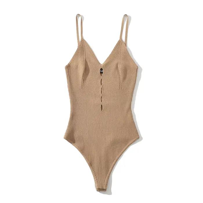Body tricoté sexy pour femmes, combinaison moulante, noir, découpe, crochet, dos nu, été, 2023