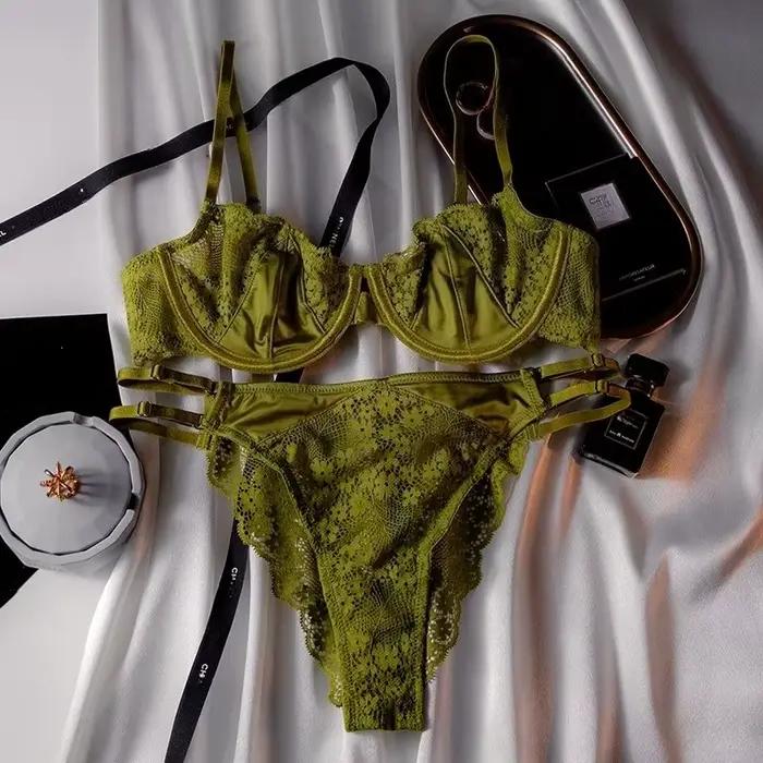 Soutien-gorge Sexy pour femmes, demi-tasse, dentelle Ultra-fine, gros seins, petite poitrine, Anti-affaissement, ensemble de soutien-gorge, sous-vêtements Sexy
