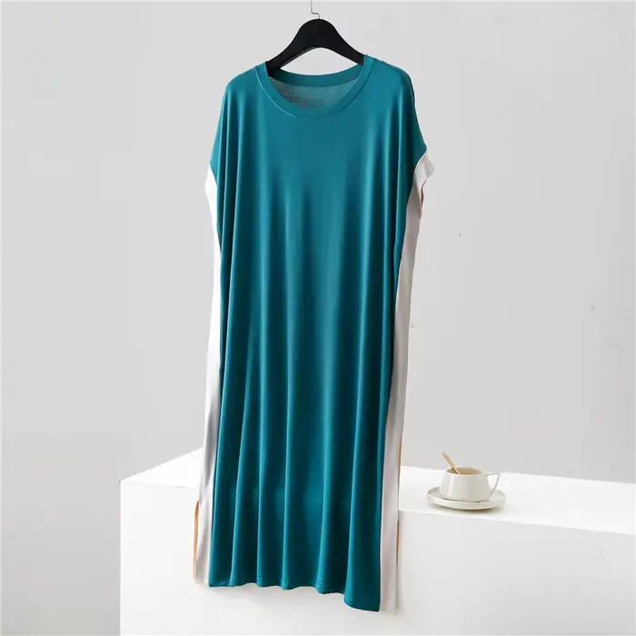 Vêtements de nuit décontractés pour femmes, nouvelles chemises de nuit amples d'été, robe de nuit confortable en modal pour femme, vêtements de nuit de couleur assortie