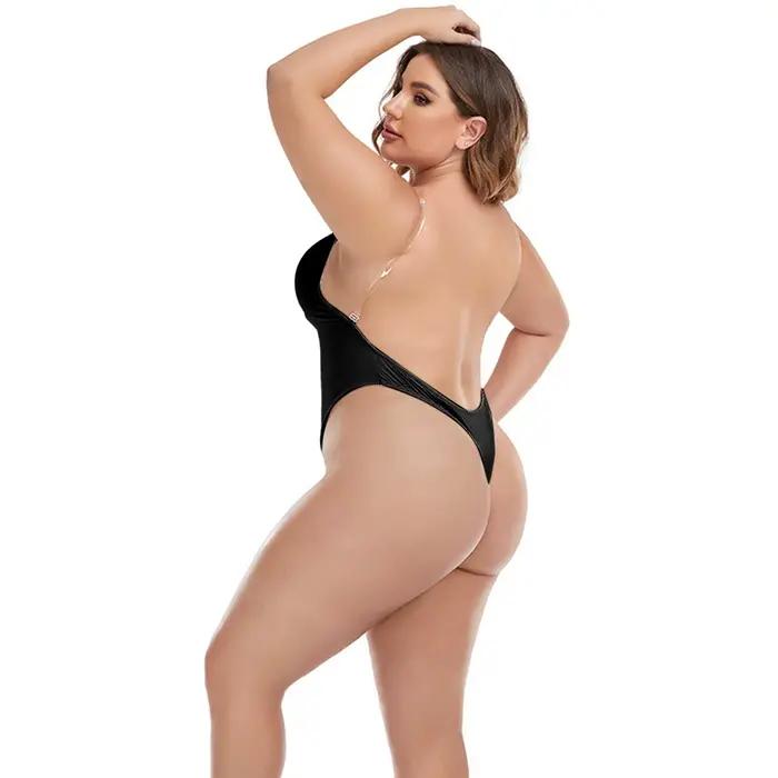 Soutien-gorge Invisible pour femmes, Corset dos nu, décolleté en V profond, u-plunge, string, entraîneur de taille, sangle transparente, rembourré, Push Up, vêtements modelants