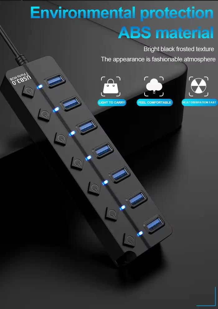 Hub USB 3.0 Hub USB 2.0 Hub répartiteur Multi USB câble de 100 cm de Long extenseur Multiple pour ordinateur portable accessoires PC adaptateur USB