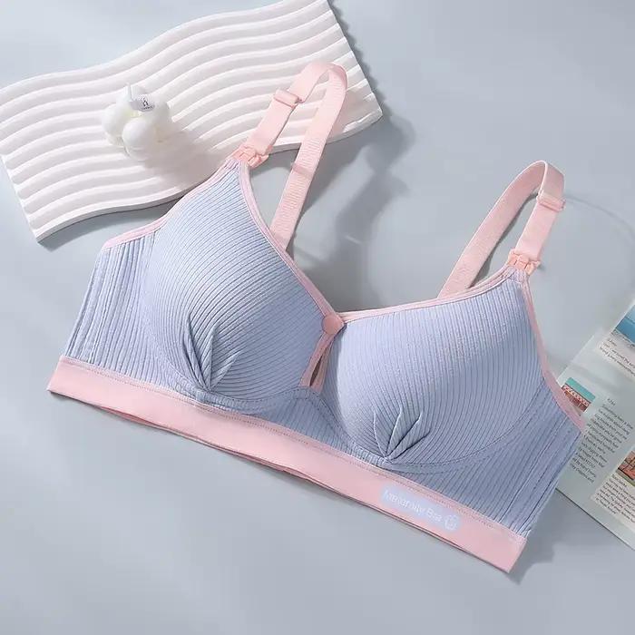 Soutien-gorge d'allaitement durable à double boucle, push-up, respirant, bralette de grossesse en pur coton, soutien-gorge de maternité doux pour l'allaitement