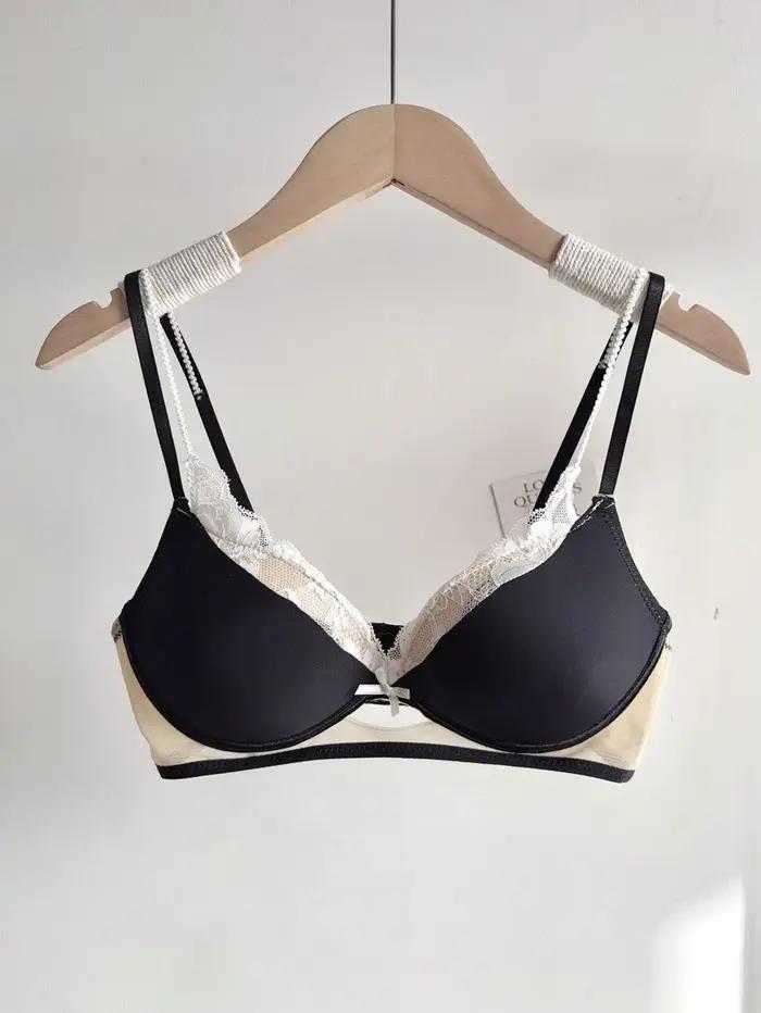 Soutien-gorge à double bretelle, doux et sexy, élégant et aux couleurs contrastées