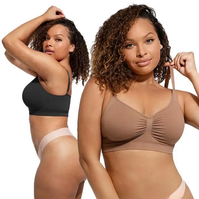 Soutien-gorge sans couture à bretelles réglables, couvrant entièrement la poitrine, sans armatures, push-up, pour femme, confortable et sculptant