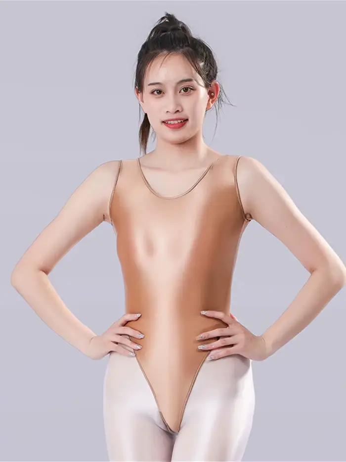 Body Sexy pour femmes, dos nu, coupe haute, transparent, élastique, justaucorps de demoiselle d'honneur, brillant, Sexy, serré, une pièce, Yoga façonnant, vêtements de danse