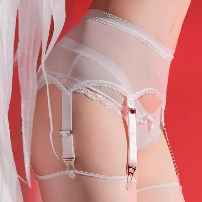 Bretelles réglables taille haute élastique porte-jarretelles avec chaussettes Clips Transparent soyeux toucher noir porte-jarretelles sexe Lingerie porter