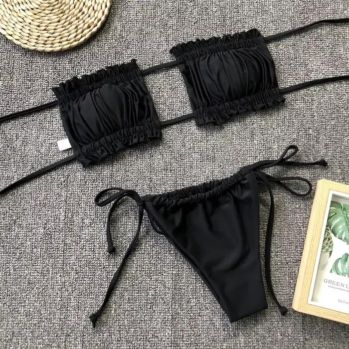 Bikinis froncés Sexy String Maillot De Bain femmes Extrem maillot De Bain Bikini Maillot De Bain tendance vêtements De plage Mayo Tangas Maillot De Bain Femme