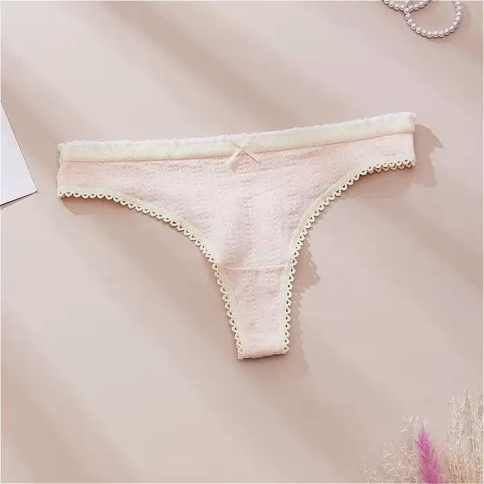 Lingeries Sexy pour femmes, culotte imprimée mignonne, tongs en coton, printemps été, doux, nœud chaud, string pour femmes