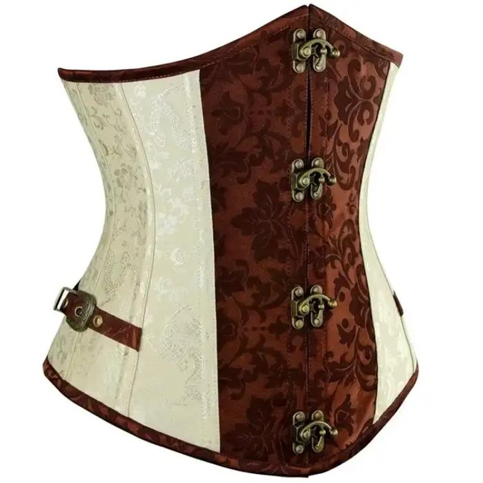 Steampunk hauts Corset femmes gothique Vintage Bustier Jacquard sous le buste Basques corps Shaper taille Cincher Korset