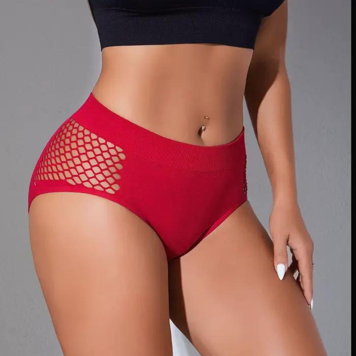 EUR taille femmes culottes évider slips Sexy couleur unie taille moyenne confortable sous-vêtements pour femmes Lingerie respirant caleçon