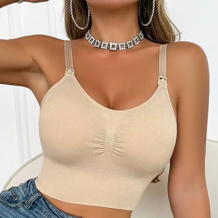 Soutien-gorge d'allaitement nu pour femmes de haute qualité avec crochets sans fil rembourrage détachable haut confortable soutien-gorge d'allaitement pliable