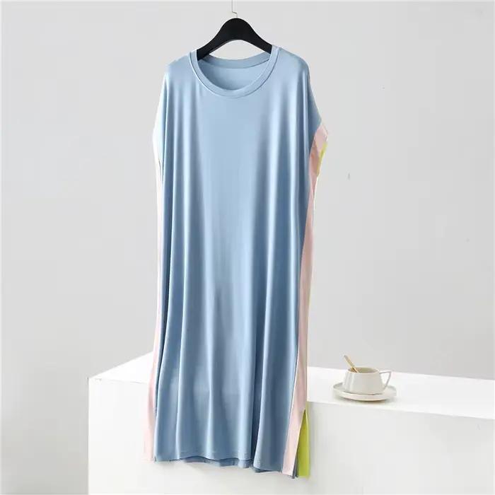 Vêtements de nuit décontractés pour femmes, nouvelles chemises de nuit amples d'été, robe de nuit confortable en modal pour femme, vêtements de nuit de couleur assortie