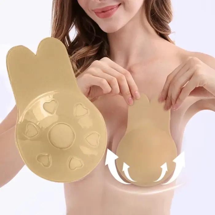 Femmes Push Up soutiens-gorge auto-adhésif Silicone sans bretelles Invisible soutien-gorge réutilisable collant soutiens-gorge bande lapin mamelon couverture soutien-gorge coussinets