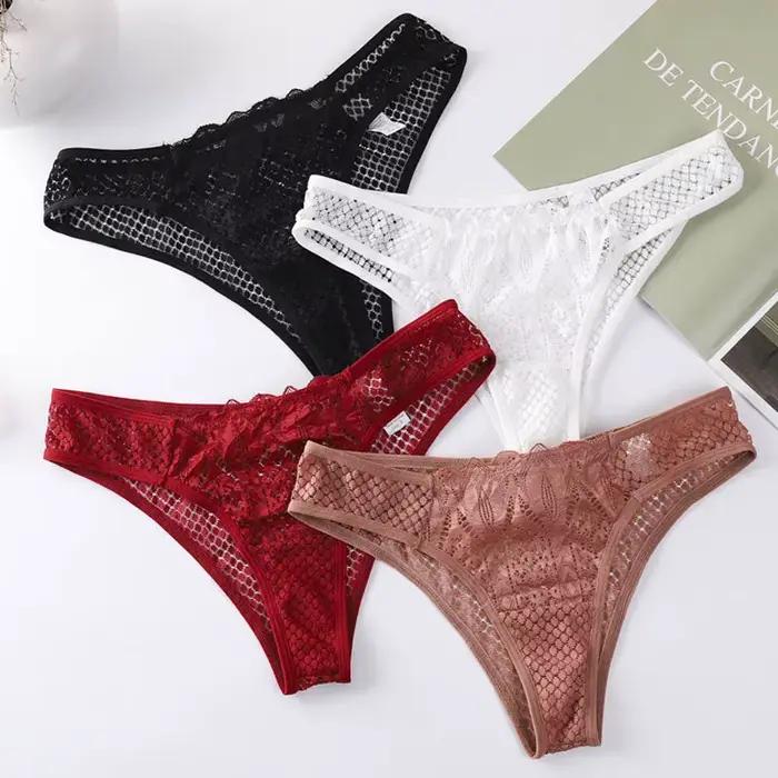 TERMEZY femmes Sexy dentelle culottes taille basse sous-vêtements transparents femme G String confortable Lingerie tentation intimes