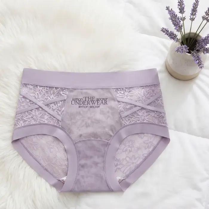 Culottes en dentelle style français, transparentes en maille, en satin de soie, patchwork, taille basse, sous-vêtements en dentelle pour femmes, cadeaux